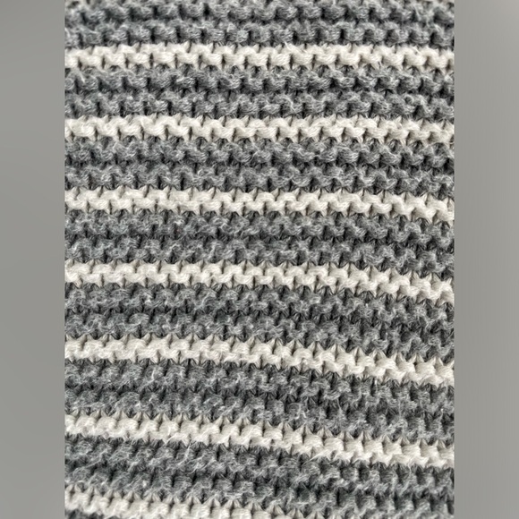 Frame gray & white striped scoop neck split sleeve cotton sweater | S - Picture 6 of 13